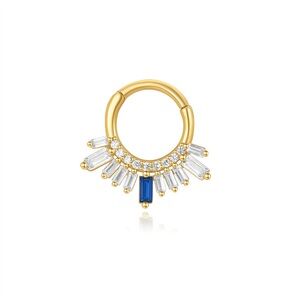 Elegant S925 Gold and Blue Hoop Earring